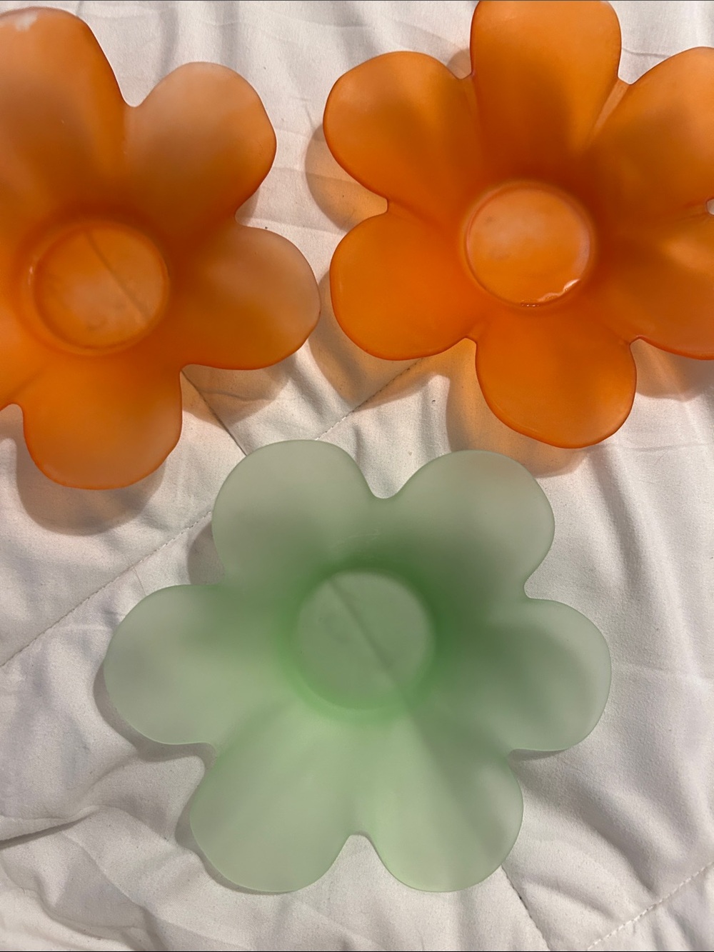 Orange and Green Glass Flower Bowls - Home Accents